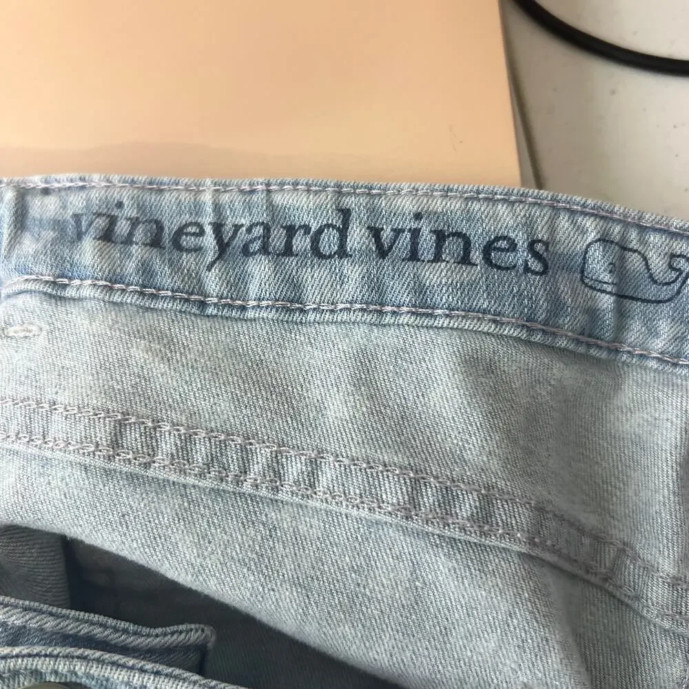 Vineyard Vines Saylor Light Wash All Over Whale Logo Skinny Jeans Big Girls 14 - Picture 6 of 9